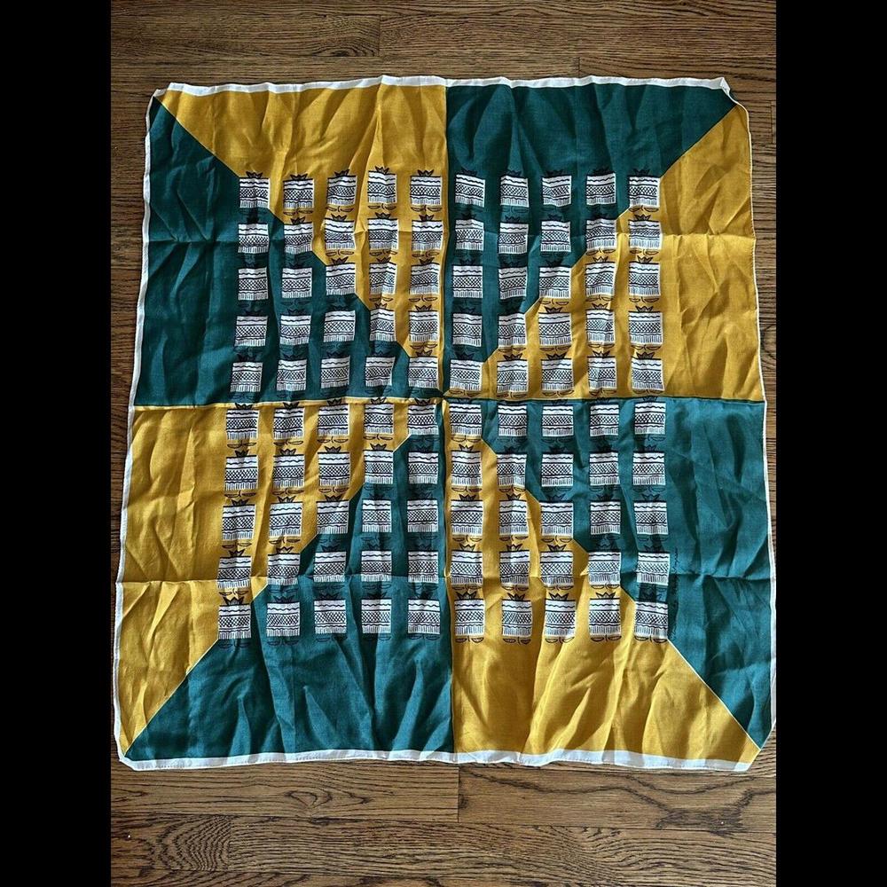 RARE Wesley Simpson Silk Scarf Etruscan Scarf 32X30 1940